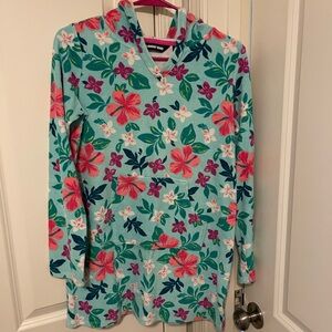 Lands' End swim cover up- Floral Hooded Terry cloth